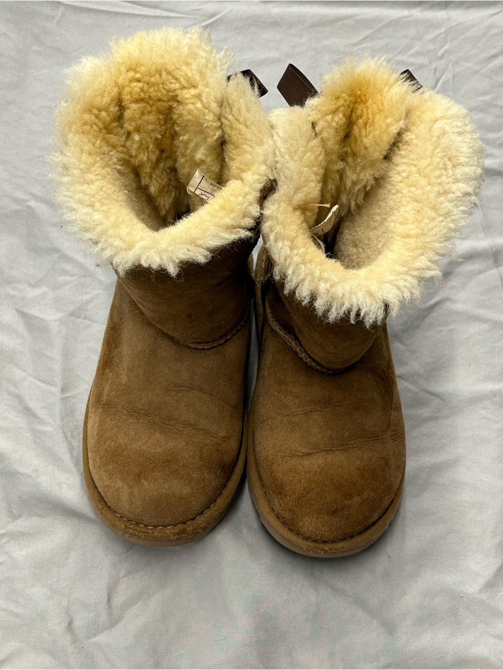UGG Bailey Bow II Kids Chestnut Suede Plush-Lined Boots Girls Size 12